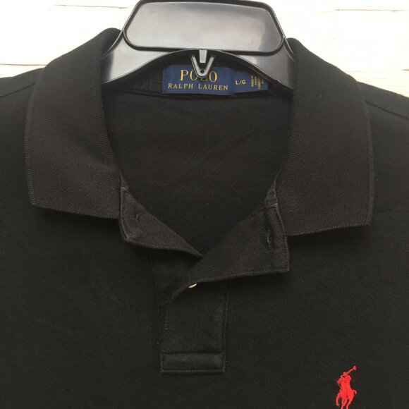 Polo Ralph Lauren black red pony long sleeve polo Large - Picture 3 of 10